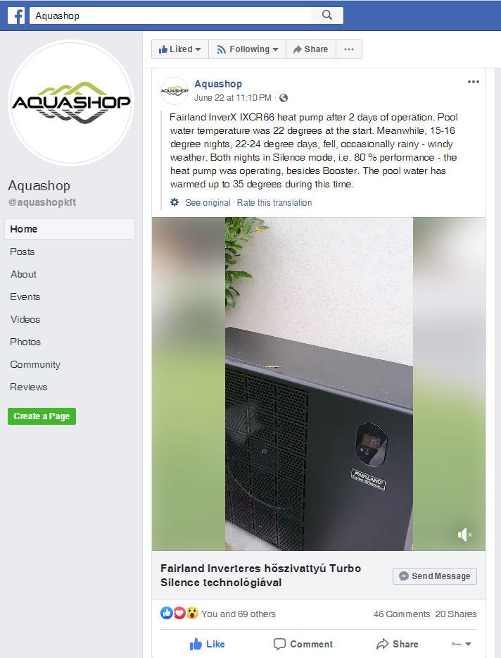 Opinion from Fairland's Hungary Customer Aquashop