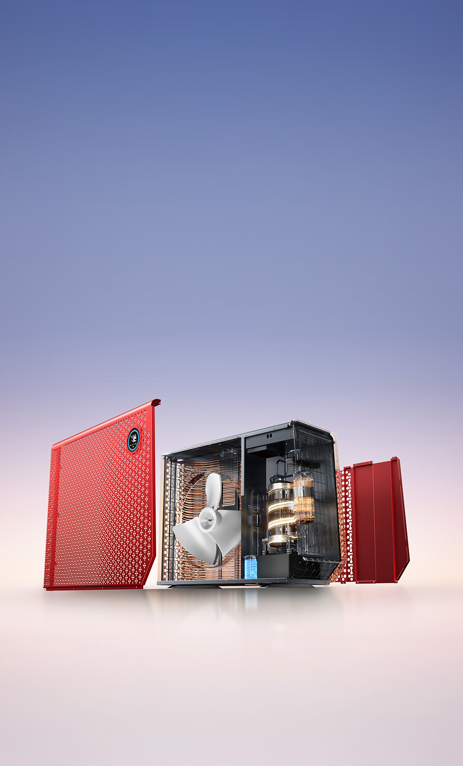 Exploded view of the iGarden X30 heat pump airflow system