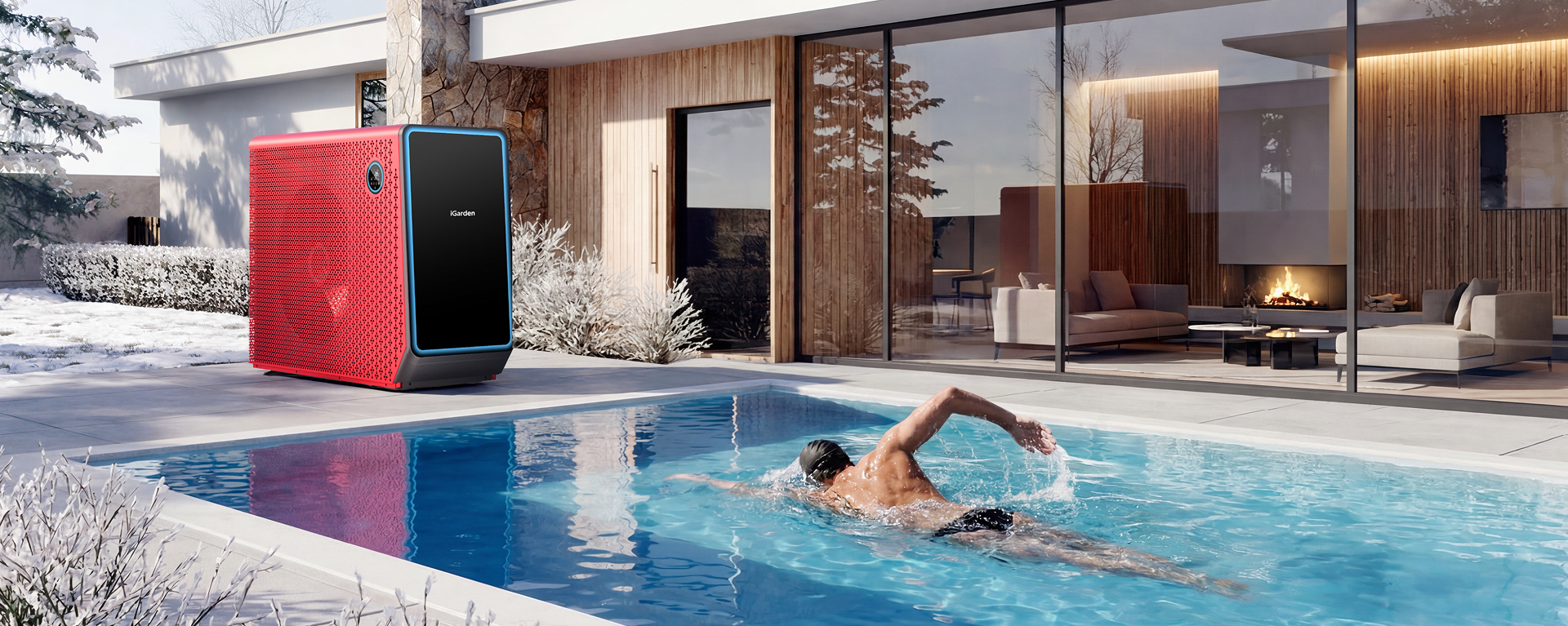 iGarden X30 heating a swimming pool in winter