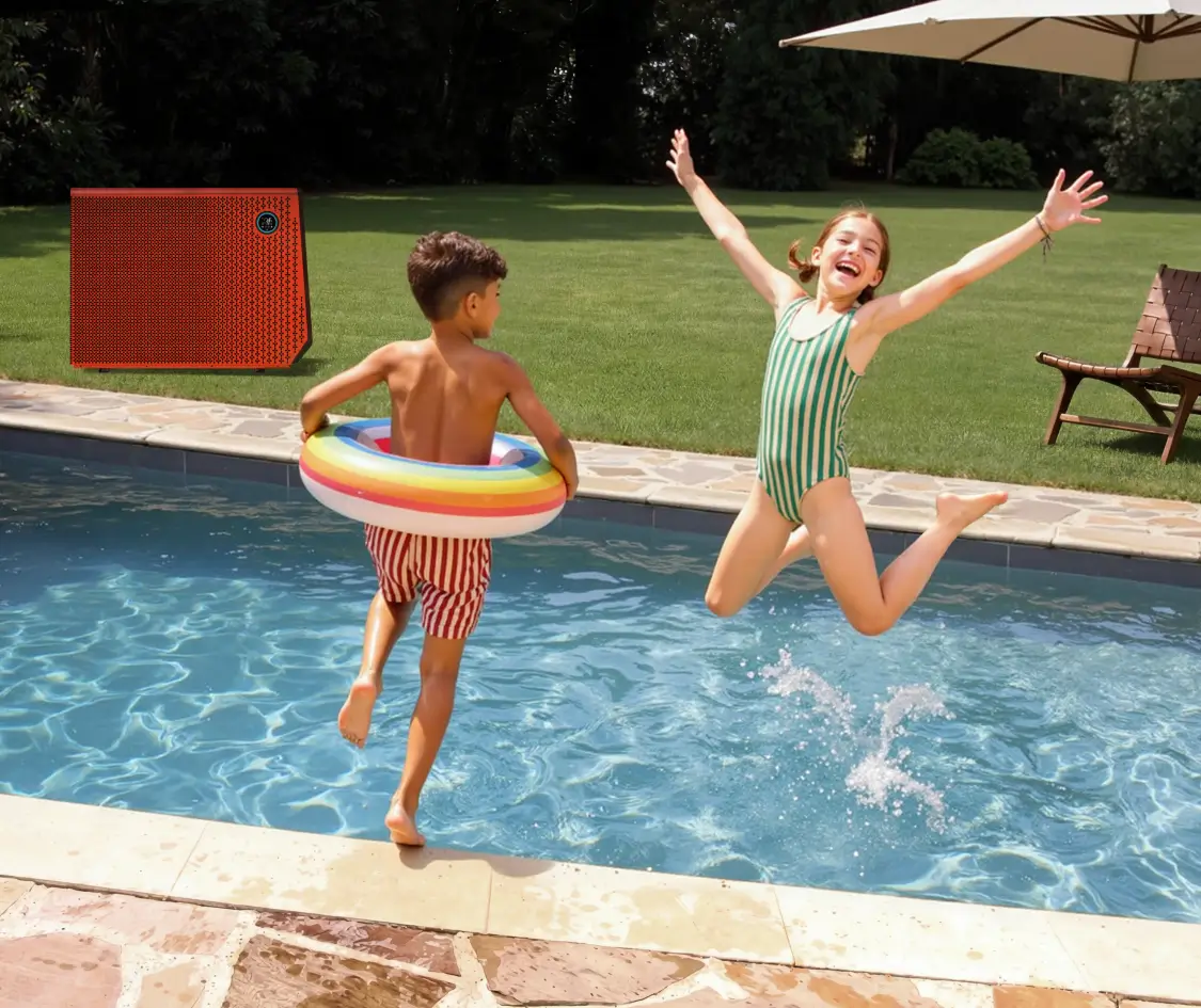 Children enjoying a warm swimming pool